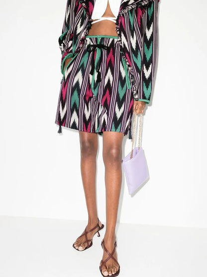 Zigzag-Print High-Waisted Shorts