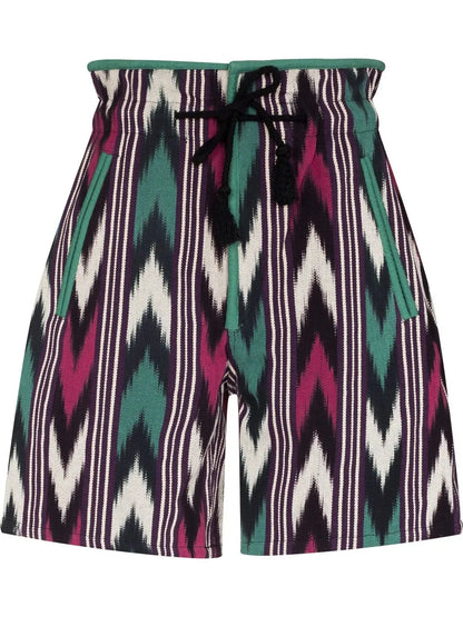 Zigzag-Print High-Waisted Shorts