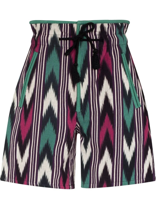Zigzag-Print High-Waisted Shorts