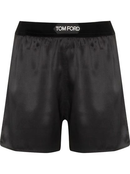 Logo-Waistband Silk Shorts