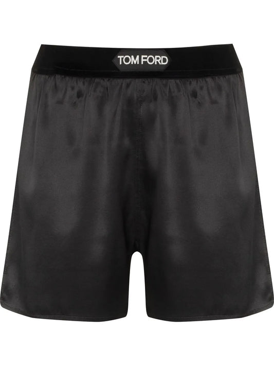 Logo-Waistband Silk Shorts