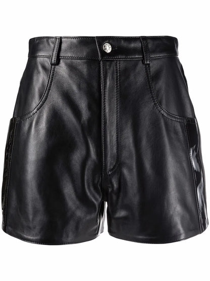 High-Waisted Leather Shorts