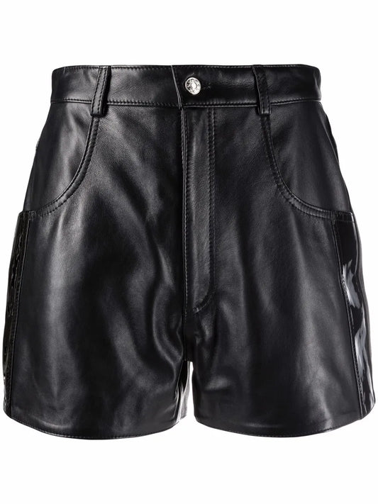 High-Waisted Leather Shorts