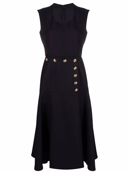 Button-Detail Sleeveless Dress