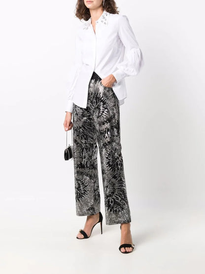 Embellished Wide-Leg Jeans