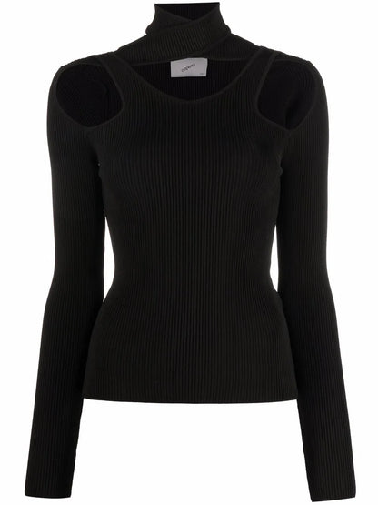 Cut-Out Ribbed Sweater