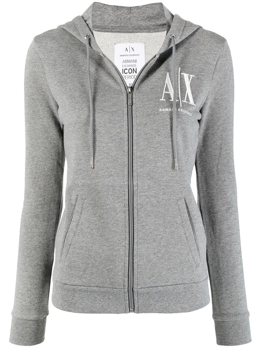 Logo-Print Zip-Up Hoodie