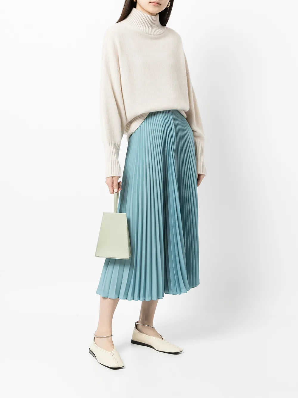 Mock-Neck Curved Hem Jumper