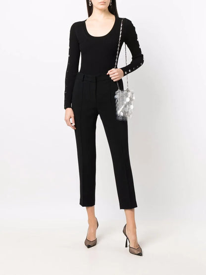 Cropped Crepe Trousers