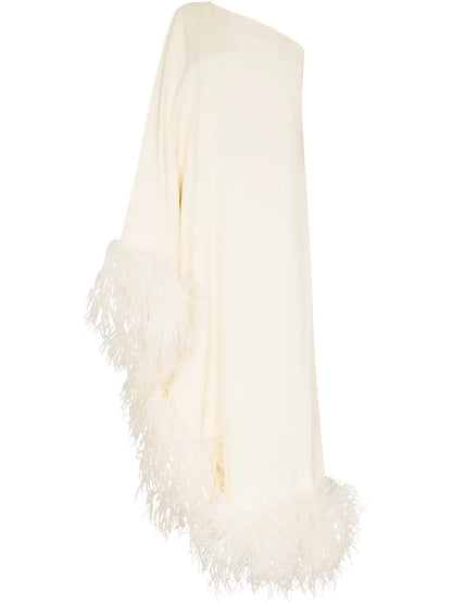 Ubud Feather-Trim Gown