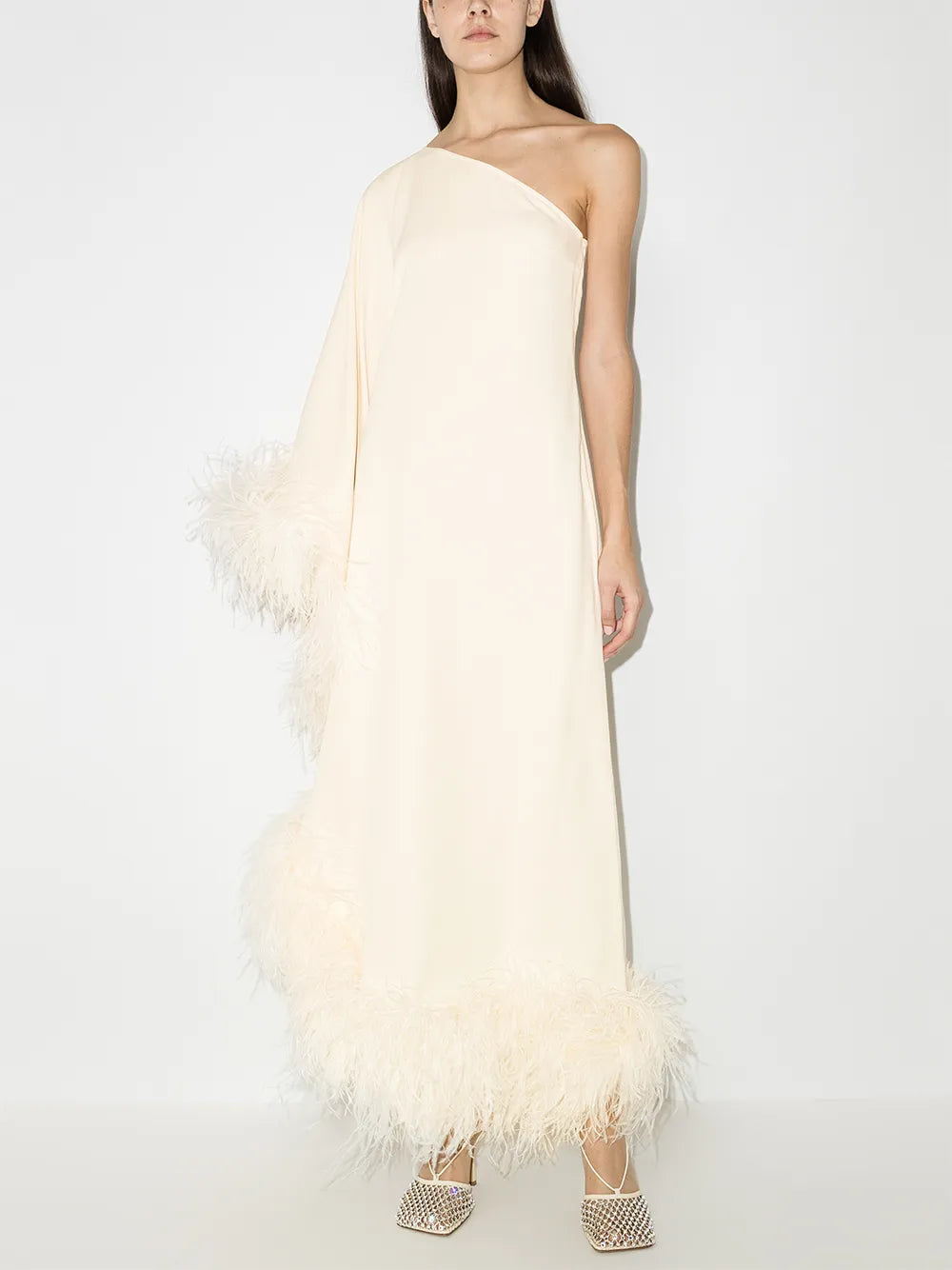 Ubud Feather-Trim Gown