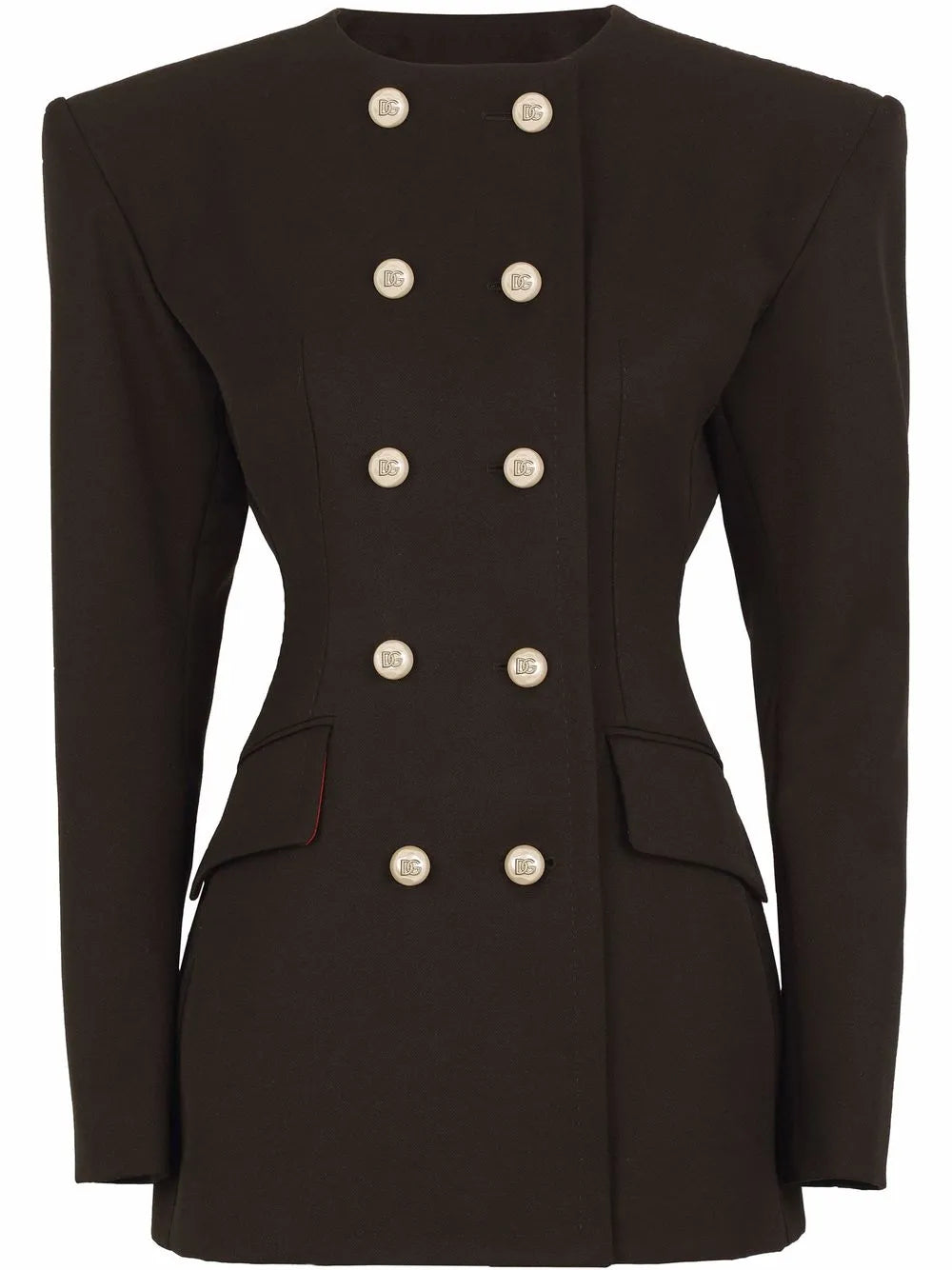 Shoulder-Pad Double-Breasted Blazer