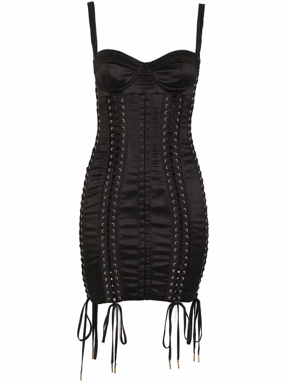 Lace-Up Satin Minidress