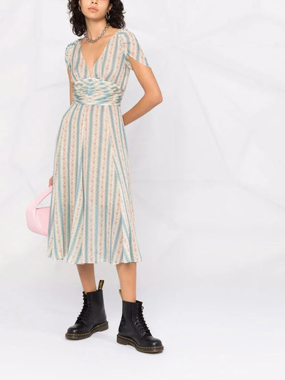 Floral-Print Flared Tea Dress