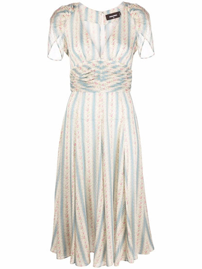 Floral-Print Flared Tea Dress