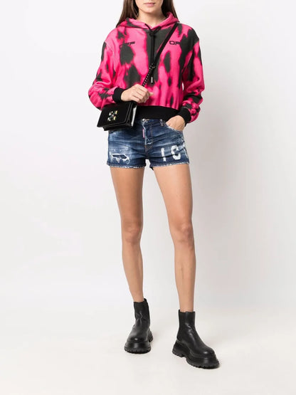 Faded Distressed Denim Shorts