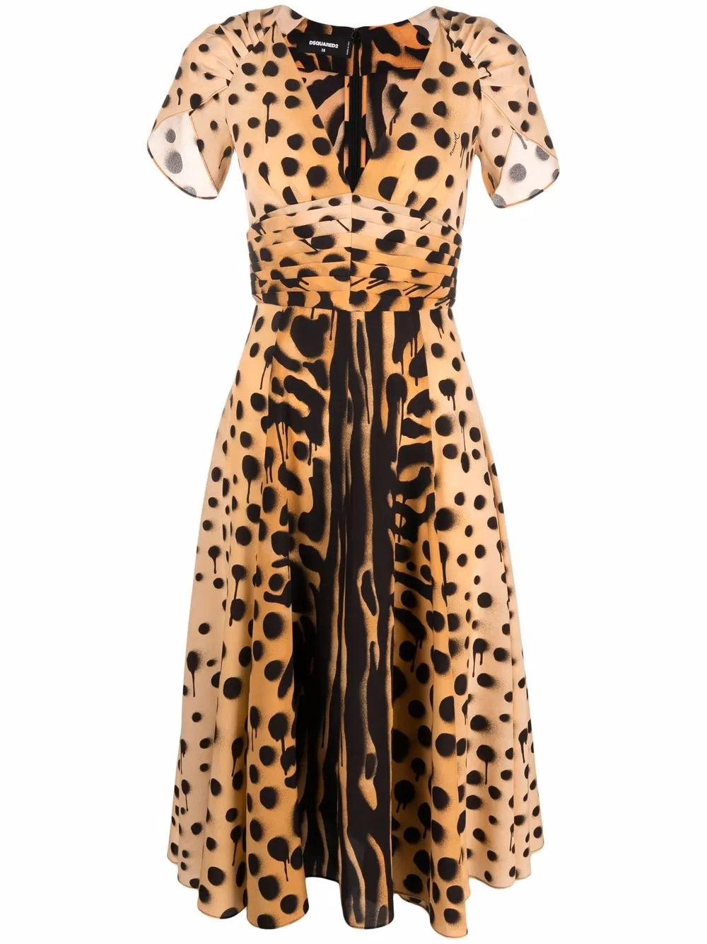 Graffiti Animal-Print Flared Midi Dress