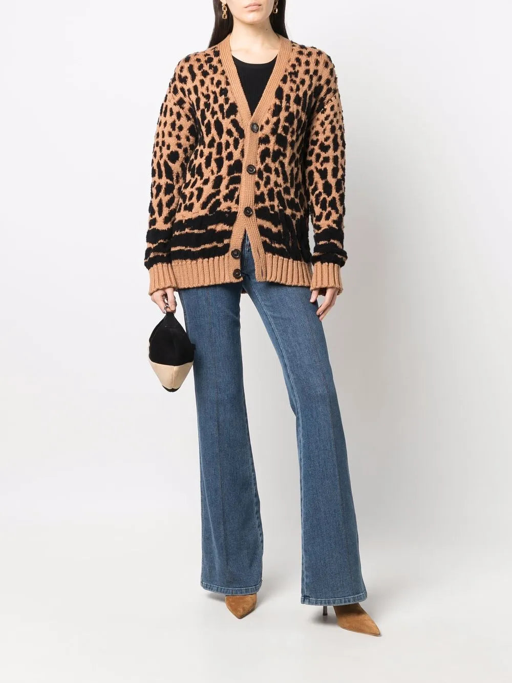 Leopard-Knit Cardigan