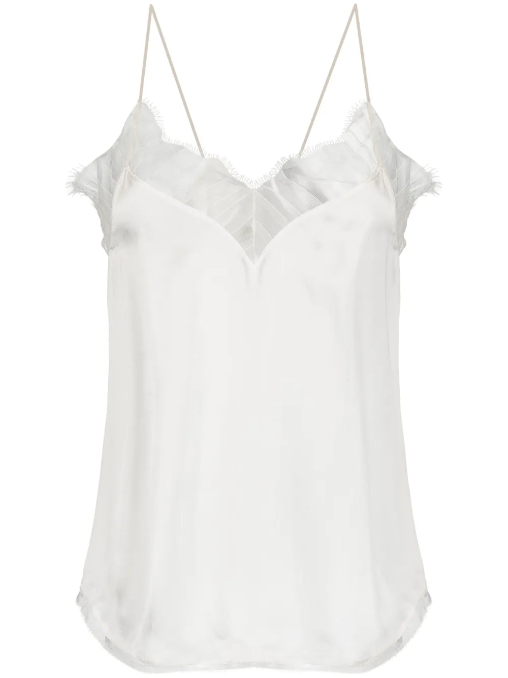 Lace-Embellished Silk Top
