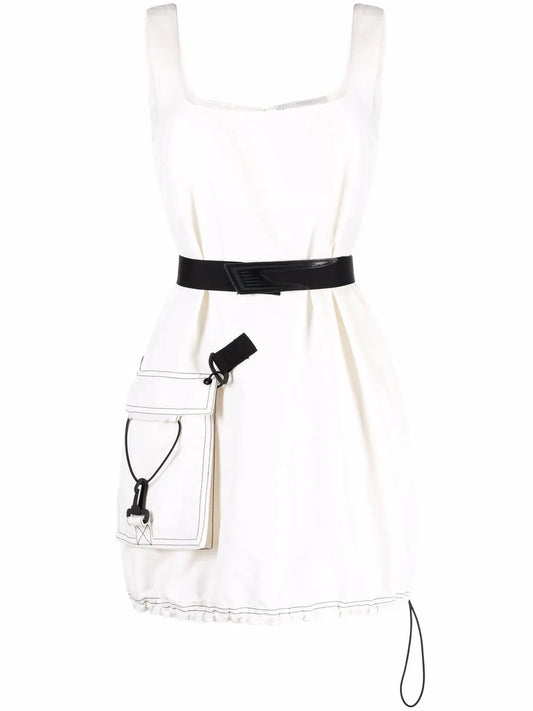 Sleeveless Belted Dress