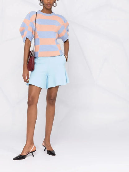 Peplum-Hem Crepe Shorts