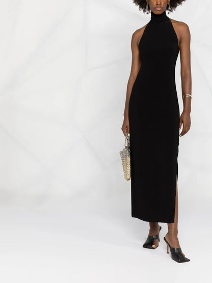 Side-Slit Detail Halter Dress