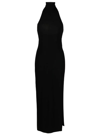 Side-Slit Detail Halter Dress