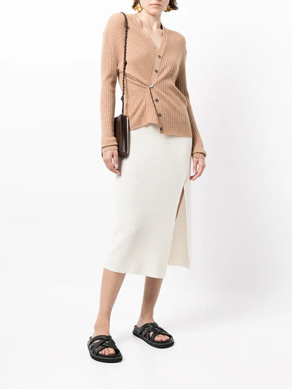 Inez Ribbed-Knit Cropped Cardigan