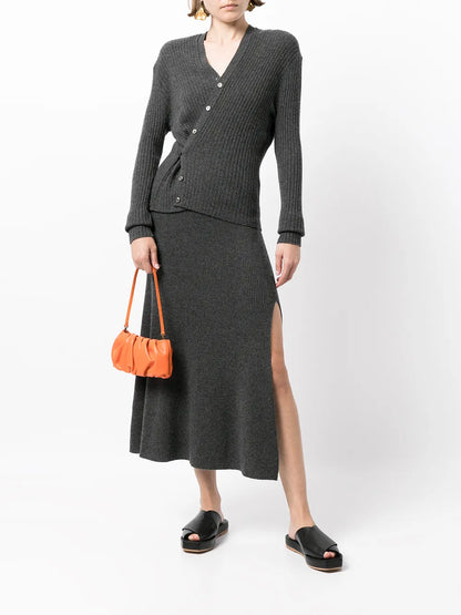 Inez Ribbed-Knit Cropped Cardigan