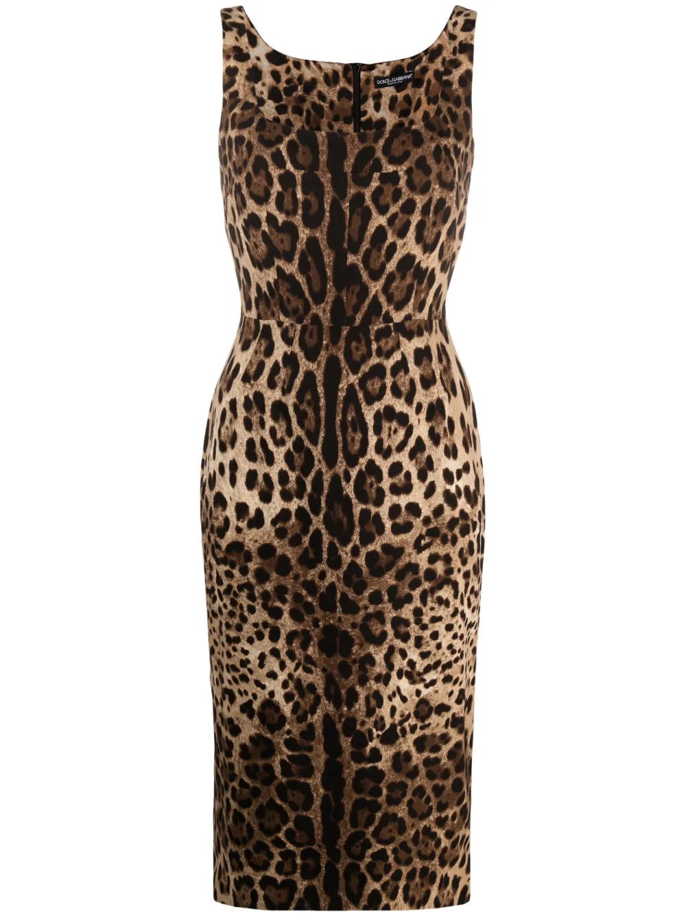 Leopard-Print Square-Neck Fitted Dress