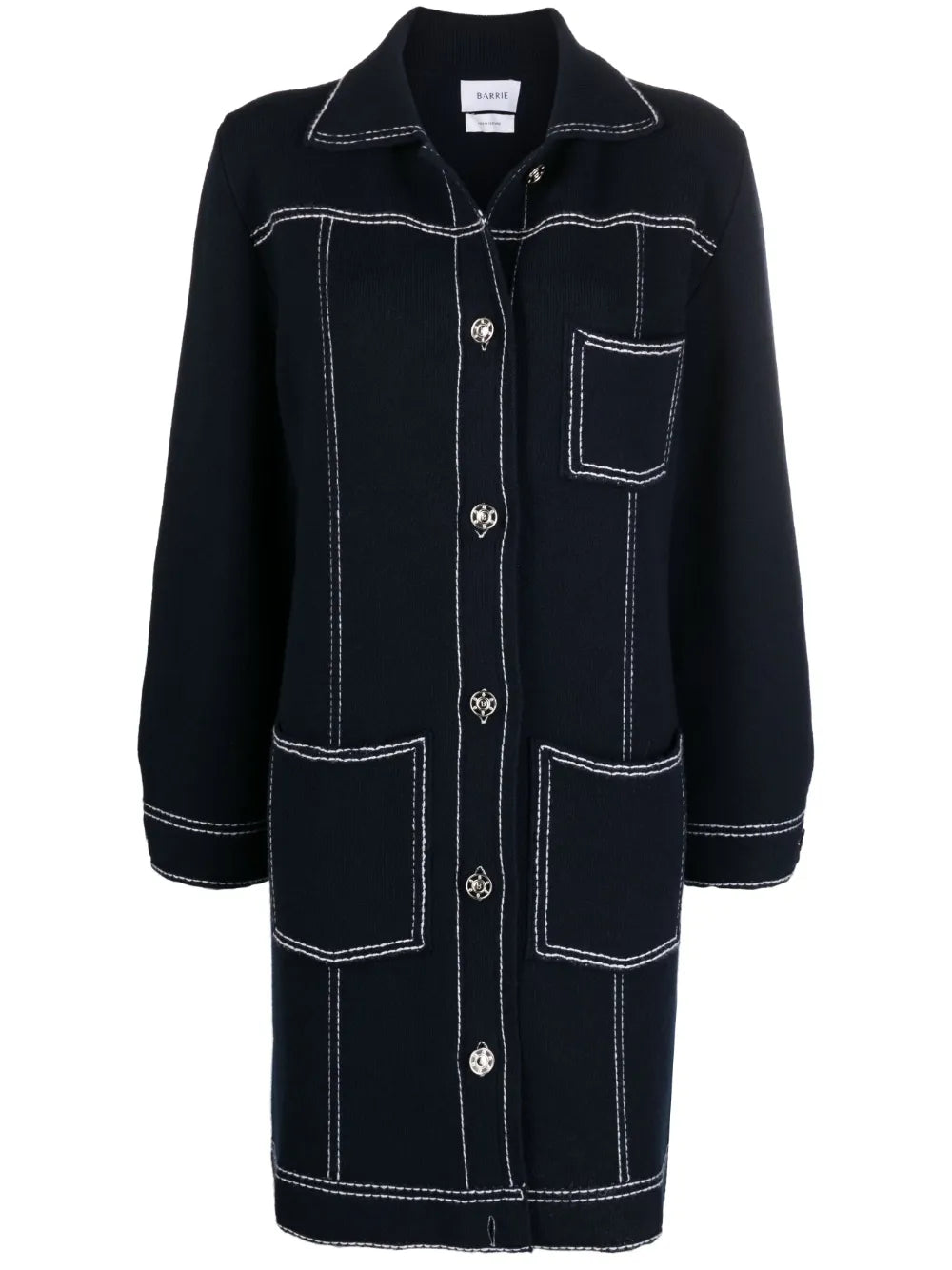 Contrast-Stitching Single-Breasted Coat