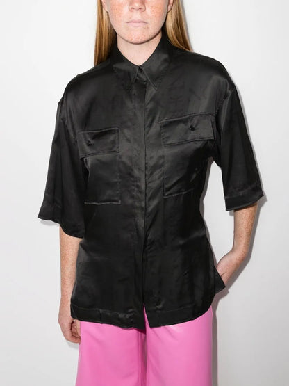 Logo-Print Drawstring Shirt