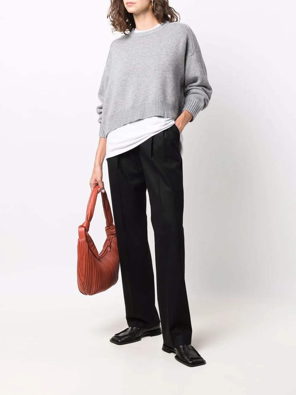 Ribbed-Trim Cropped Jumper