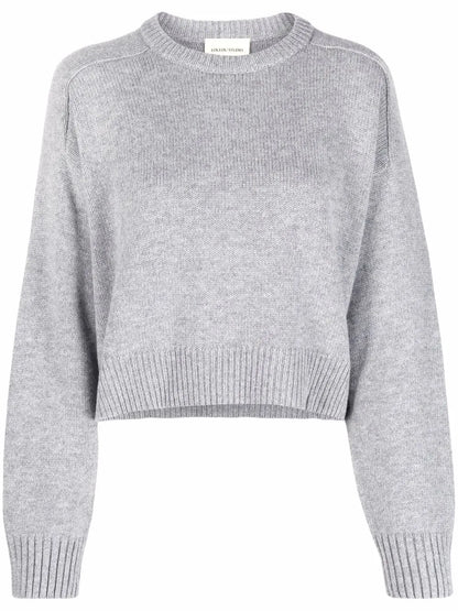 Ribbed-Trim Cropped Jumper