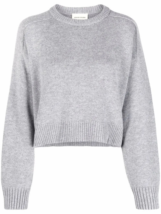 Ribbed-Trim Cropped Jumper
