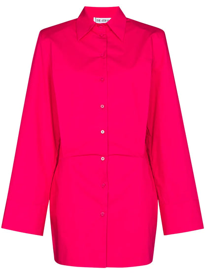 Wide-Sleeve Cotton Shirt Dress