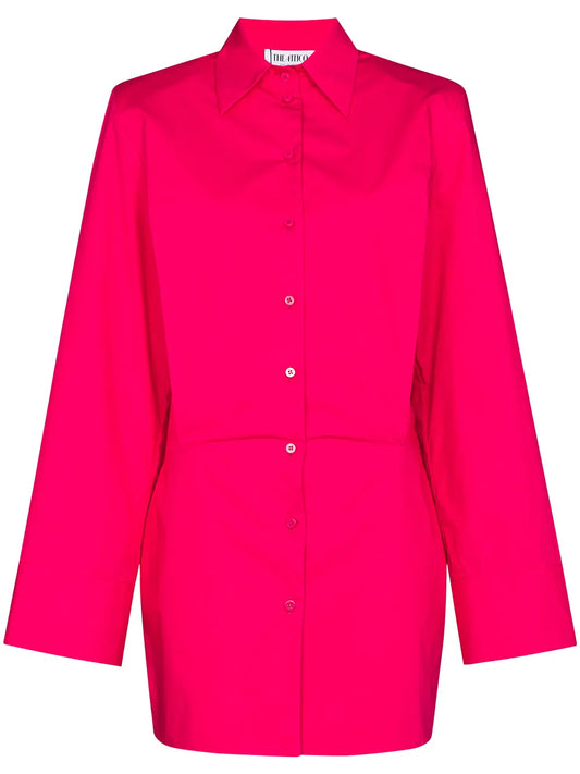 Wide-Sleeve Cotton Shirt Dress