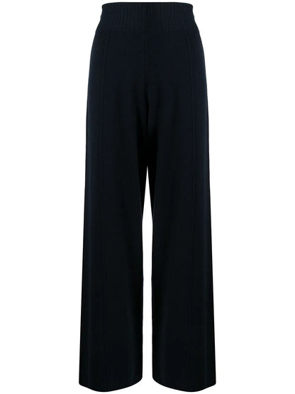 High-Waist Wide-Leg Knitted Trousers
