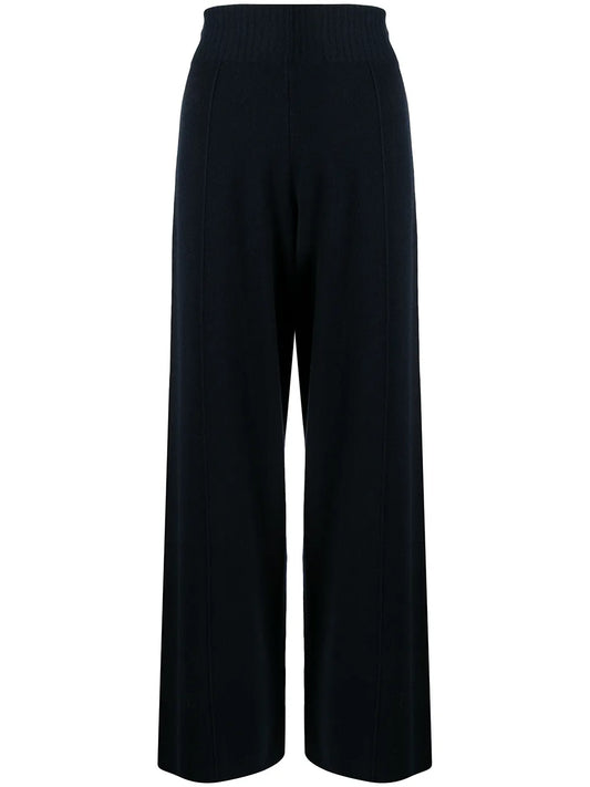 High-Waist Wide-Leg Knitted Trousers