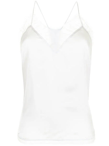 Lace-Trimmed Silk Top