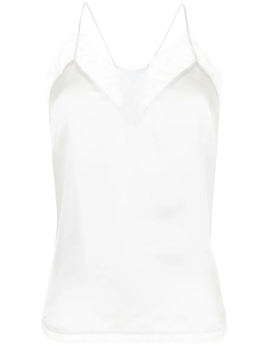 Lace-Trimmed Silk Top