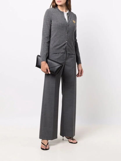 Embroidered Heart Wool-Knit Cardigan