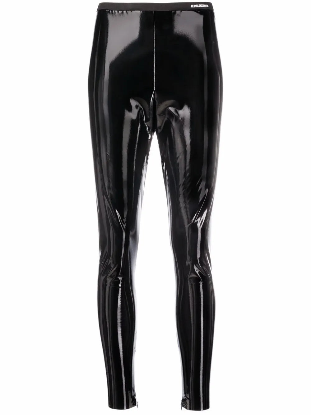 High-Waisted Vinyl-Effect Trousers