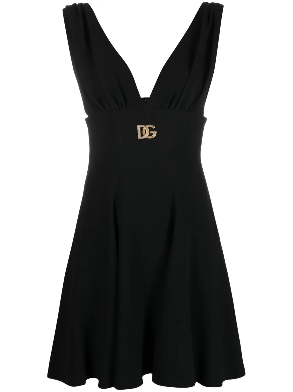 Logo-Plaque V-Neck Dress