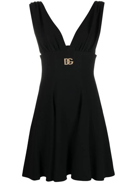 Logo-Plaque V-Neck Dress