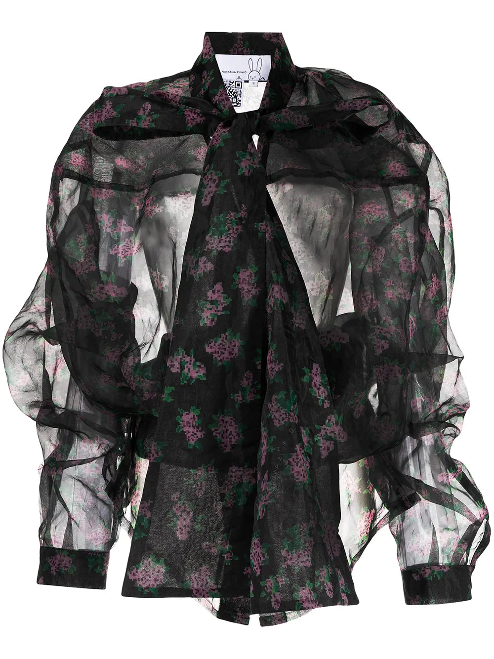 Pixel Flower Deconstructed Sheer Shirt