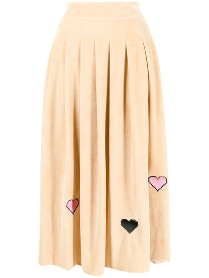 Heart-Detail Pleated Skirt
