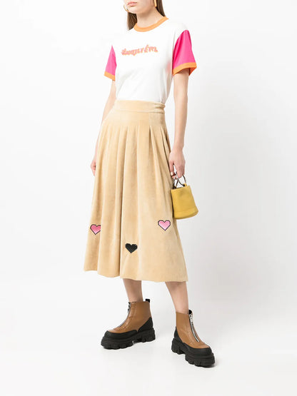 Heart-Detail Pleated Skirt