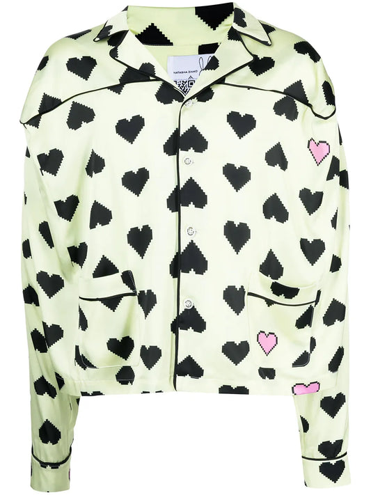 Pixel-Heart Print Shirt