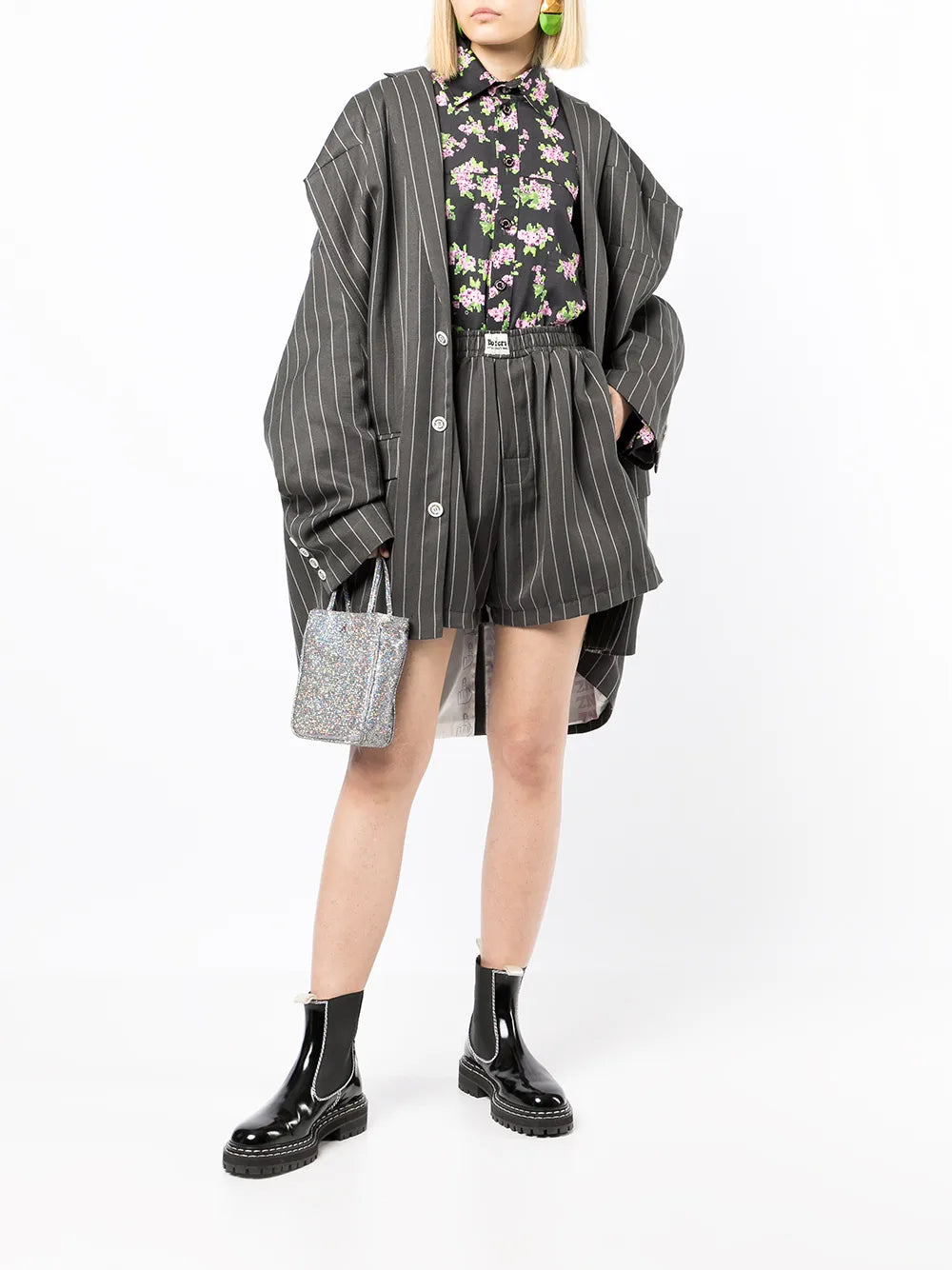 Pinstripe-Print Elasticated Shorts